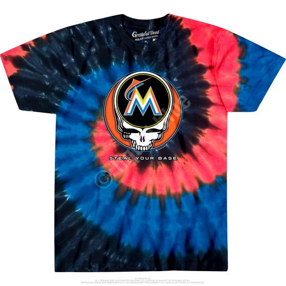 Liquid Blue Miami Marlins Steal Your Base Tie-Dye T-Shirt