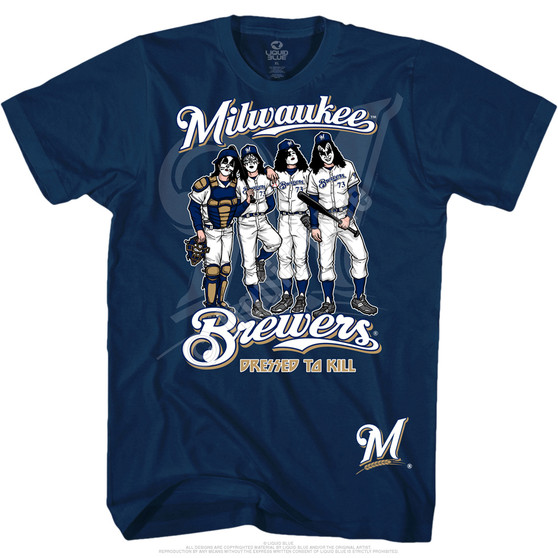 Liquid Blue Milwaukee Brewers Dressed To Kill Navy T-Shirt