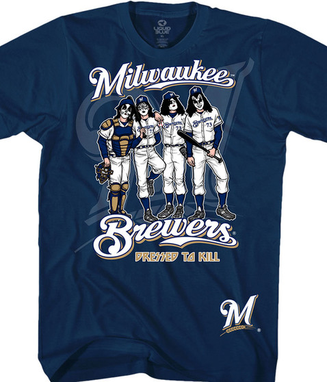 liquid blue Milwaukee Brewers Dressed to Kill Navy T-Shirt