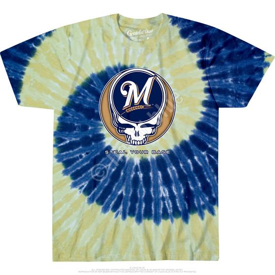 Liquid Blue Milwaukee Brewers Steal Your Base Tie-Dye T-Shirt
