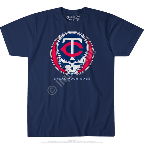 Liquid Blue Minnesota Twins Steal Your Base Navy Athletic T-Shirt