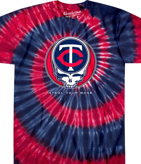 liquid blue Minnesota Twins Steal Your Base Tie-Dye T-Shirt