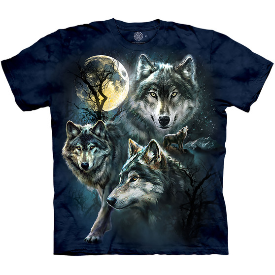 Liquid Blue Moon Wolves Collage Classic Cotton T-Shirt