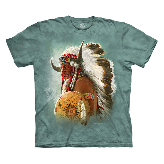Liquid Blue Native American Portrait Classic Cotton T-Shirt