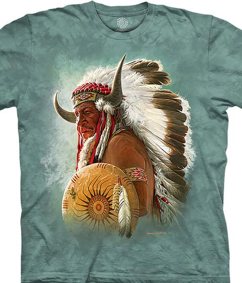 liquid blue Native American Portrait Classic Cotton T-Shirt