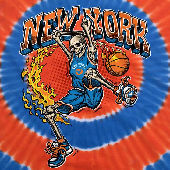 Liquid Blue New York Dunker Basketball Skeleton Tie-Dye T-Shirt