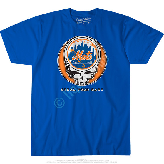 Liquid Blue New York Mets Steal Your Base Blue Athletic T-Shirt
