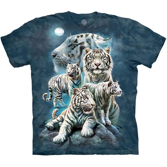 Liquid Blue Night Tiger Collage Classic Cotton T-Shirt