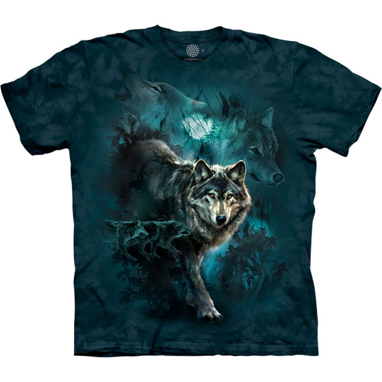 Liquid Blue Night Wolves Collage Classic Cotton T-Shirt