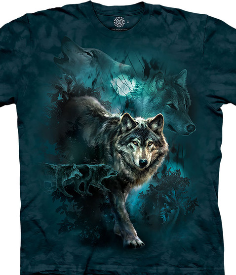 liquid blue Night Wolves Collage Classic Cotton T-Shirt