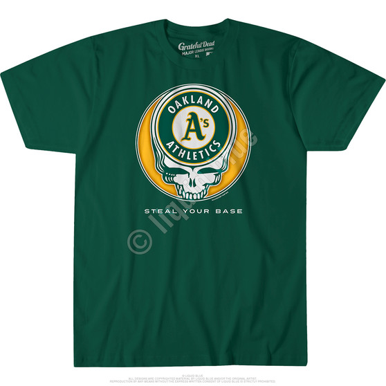 Liquid Blue Oakland Athletics Steal Your Base Green Athletic T-Shirt