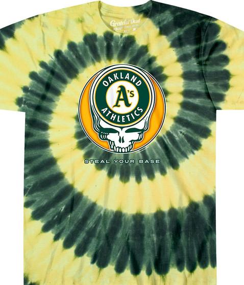 liquid blue Oakland Athletics Steal Your Base Tie-Dye Tie-Dye T-Shirt