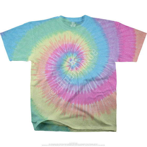 Liquid Blue Pastel Spiral Unprinted Tie-Dye T-Shirt