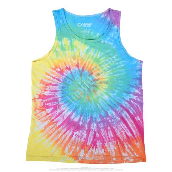 Liquid Blue Pastel Spiral Unprinted Tie-Dye Tank Top T-Shirt