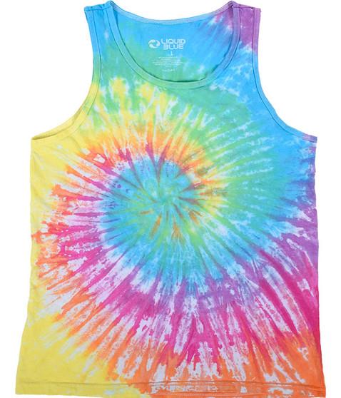 liquid blue Pastel Spiral Unprinted Tie-Dye Tank Top T-Shirt
