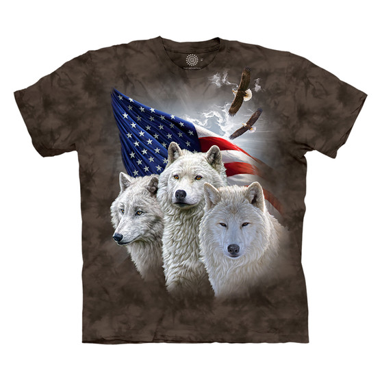 Liquid Blue Patriotic Wolves Classic Cotton T-Shirt