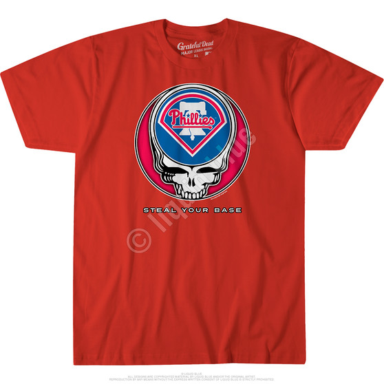 Liquid Blue Philadelphia Phillies Steal Your Base Red Athletic T-Shirt