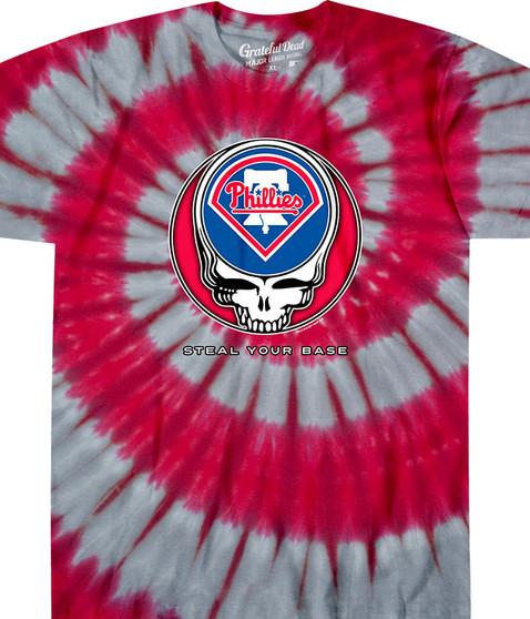liquid blue Philadelphia Phillies Steal Your Base Tie-Dye T-Shirt