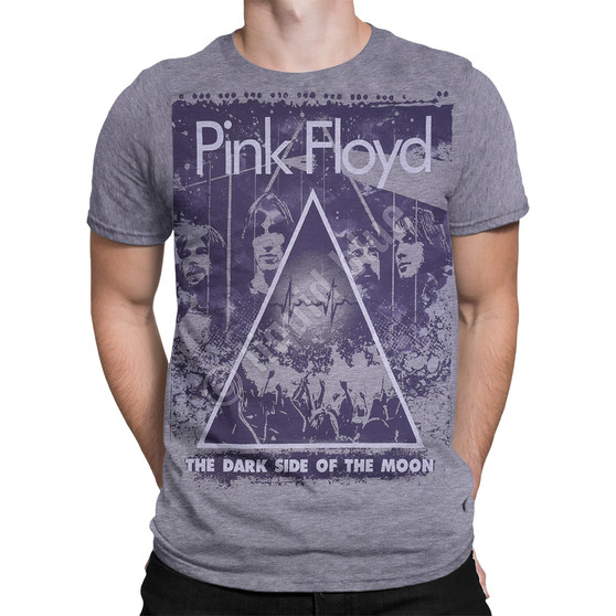 Liquid Blue Pink Floyd Live Heather Grey Poly-Cotton T-Shirt
