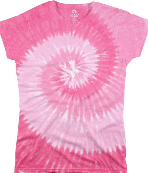 liquid blue Pink Spiral Unprinted Juniors Long Length Tie-Dye T-Shirt