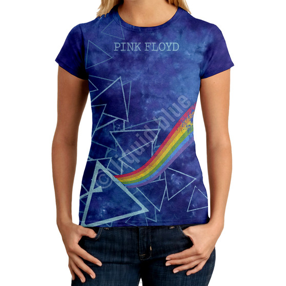 Liquid Blue Prisms Tie-Dye Juniors Long Length T-Shirt