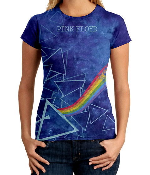 liquid blue Prisms Tie-Dye Juniors Long Length T-Shirt