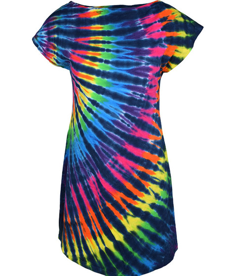liquid blue Rainbow Black Streak Womens Unprinted Tie-Dye Sundress