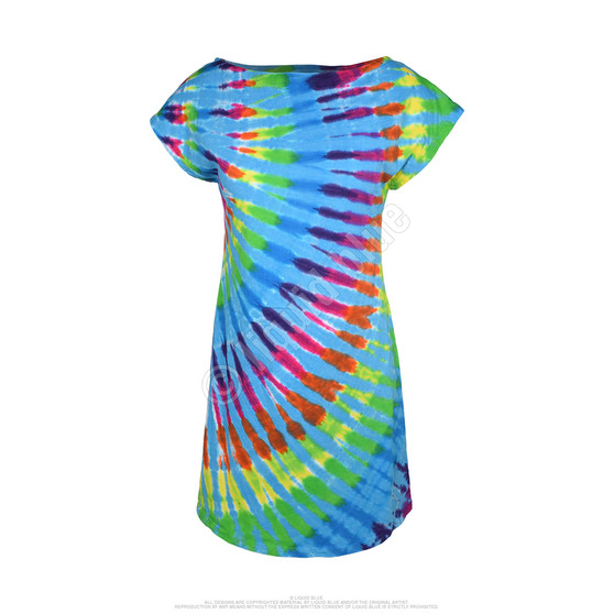 Liquid Blue Rainbow Blue Streak Womens Unprinted Tie-Dye Sundress