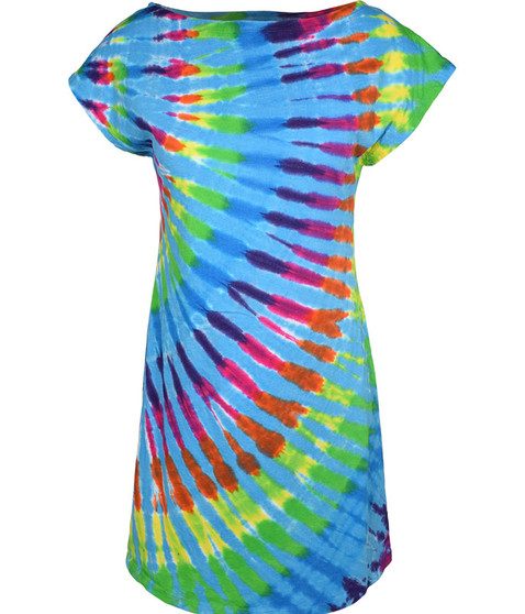 liquid blue Rainbow Blue Streak Womens Unprinted Tie-Dye Sundress