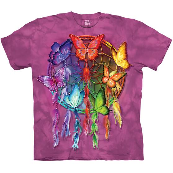 Liquid Blue Rainbow Butterfly Dreamcatcher Classic Cotton T-Shirt
