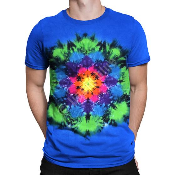 Liquid Blue Rainbow Mandala Unprinted Tie-Dye T-Shirt