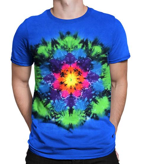 liquid blue Rainbow Mandala Unprinted Tie-Dye T-Shirt