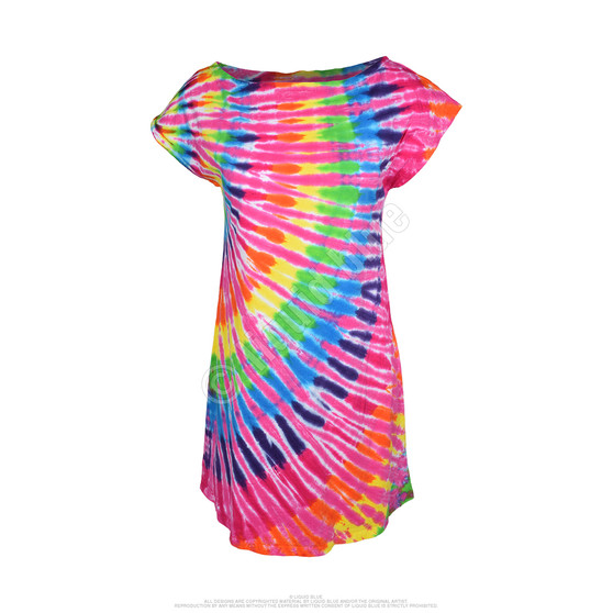 Liquid Blue Rainbow Pink Streak Womens Unprinted Tie-Dye Sundress