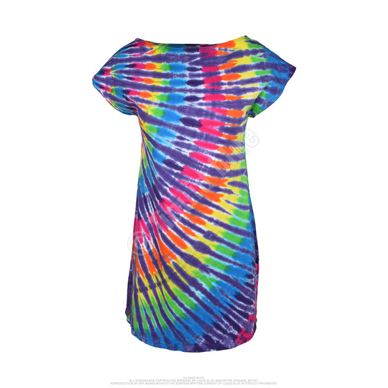 Liquid Blue Rainbow Purple Streak Womens Unprinted Tie-Dye Sundress