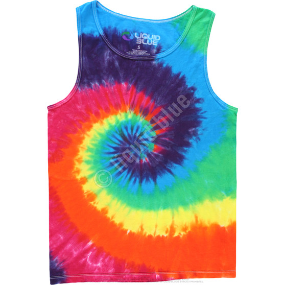 Liquid Blue Rainbow Spiral Unprinted Tie-Dye Tank Top T-Shirt