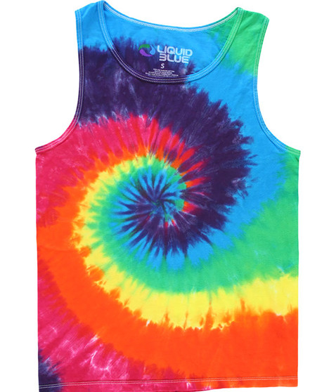 liquid blue Rainbow Spiral Unprinted Tie-Dye Tank Top T-Shirt