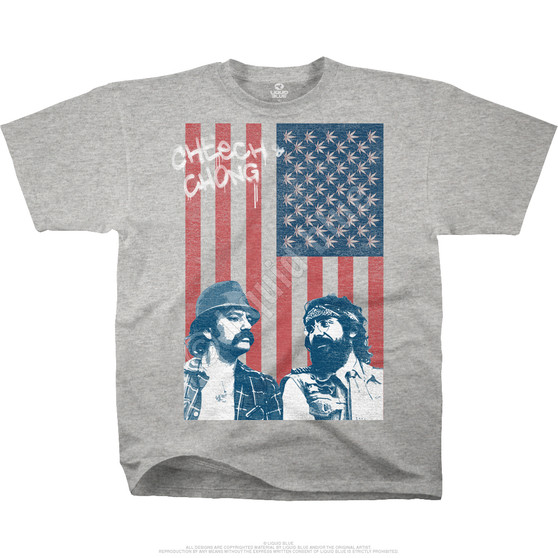 Liquid Blue Red White Blue And Green Heather Grey Cotton Viscose T-Shirt