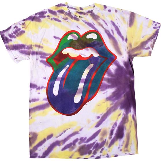 Liquid Blue Rolling Stones Colored Tongue Tie-Dye T-Shirt