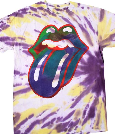 liquid blue Rolling Stones Colored Tongue Tie-Dye T-Shirt