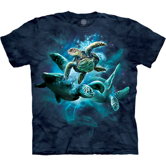 Liquid Blue Sea Turtle Collage Classic Cotton T-Shirt