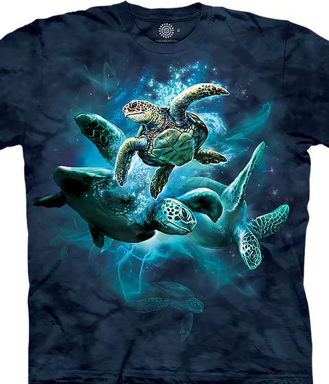 liquid blue Sea Turtle Collage Classic Cotton T-Shirt