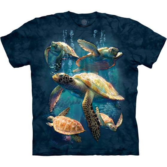 Liquid Blue Sea Turtle Family Classic Cotton T-Shirt