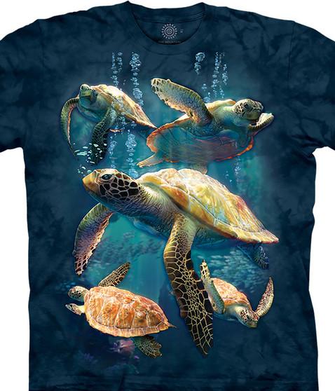 liquid blue Sea Turtle Family Classic Cotton T-Shirt