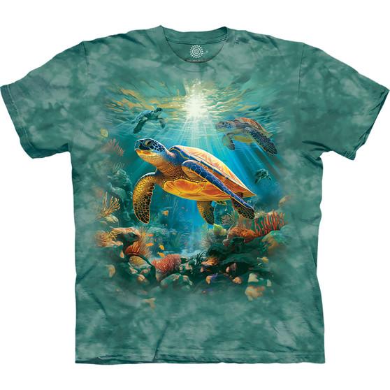 Liquid Blue Sea Turtle Journey Classic Cotton T-Shirt