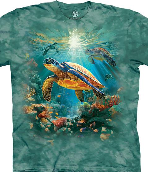 liquid blue Sea Turtle Journey Classic Cotton T-Shirt