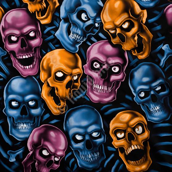 Liquid Blue Skull Pile Blue Pink Orange Black Athletic T-Shirt