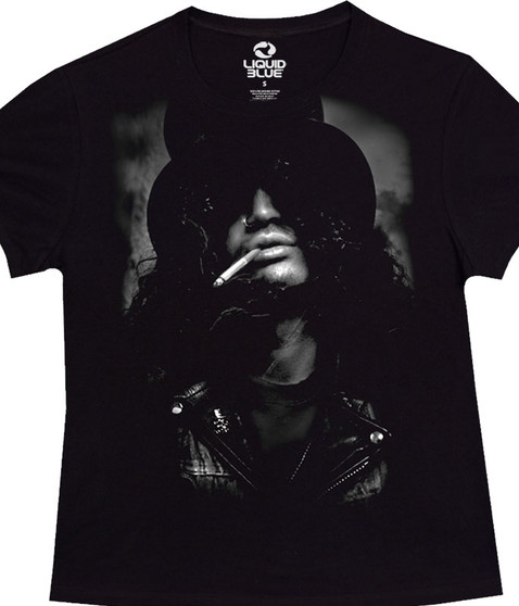 liquid blue Slash Top Hat Womens Black Juniors Long Length T-Shirt