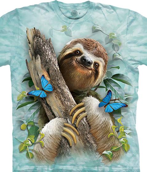 liquid blue Sloth & Butterflies Classic Cotton T-Shirt