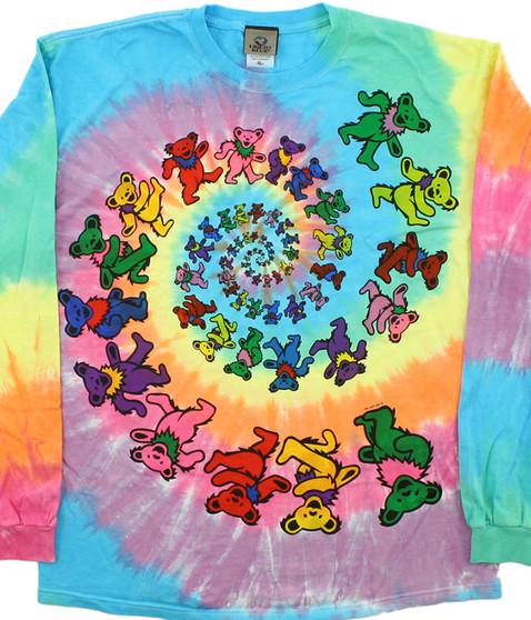 liquid blue Spiral Bears Tie-Dye Long Sleeve T-Shirt