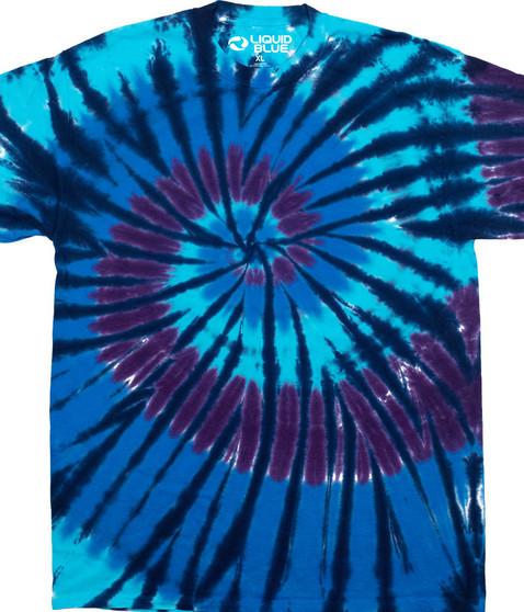 liquid blue Spiral Blue Black Unprinted Tie-Dye T-Shirt